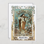 ヴィンテージアールヌーボーガール遊ズヴァイオリン サンキューカード (正面/裏面)