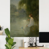 ヴィンテージアールヌーボーガールin月明かり ポスター (ホームオフィス)