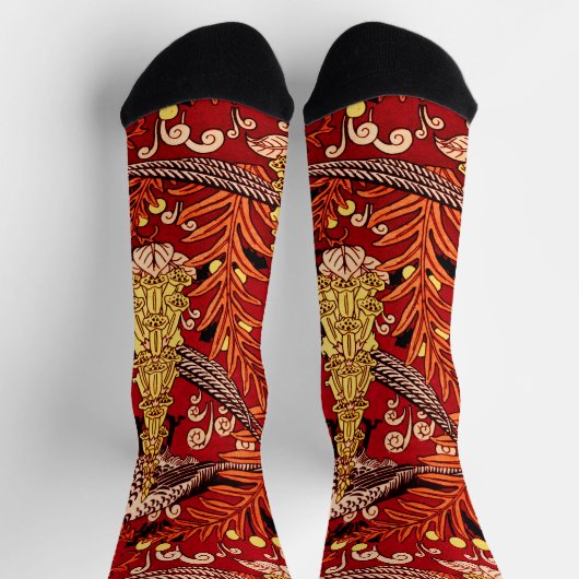 ヴィンテージアールヌーボーキジ、シダおよびタンポポ ソックス (上部)