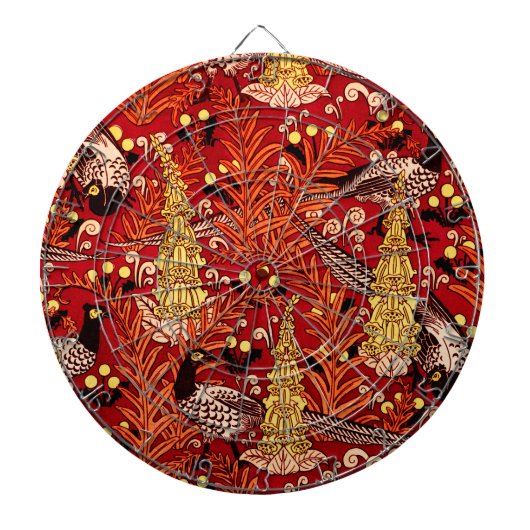 ヴィンテージアールヌーボーキジ、シダおよびタンポポ ダーツボード (正面)