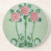 ヴィンテージアールヌーボークラックルグレーズフィニッシュラウンド コースター (正面)