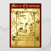 ヴィンテージアールヌーボークリスマス出生1898 箔シーズンカード (正面)