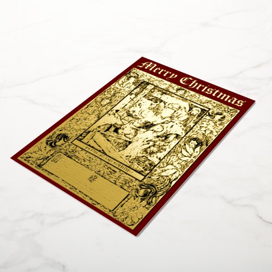 ヴィンテージアールヌーボークリスマス出生1898 箔シーズンカード (回転した状態)