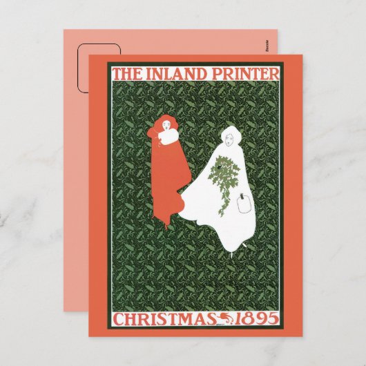 ヴィンテージアールヌーボークリスマス1895 シーズンポストカード (正面/裏面)
