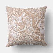 ヴィンテージアールヌーボークリームフローラウーマン&スワンス クッション (裏面)