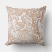 ヴィンテージアールヌーボークリームフローラウーマン&スワンス クッション (正面)