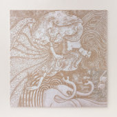 ヴィンテージアールヌーボークリームフローラウーマン&スワンス ジグソーパズル (横)