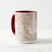 ヴィンテージアールヌーボークリームフローラウーマン&スワンス マグカップ (正面左)