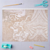 ヴィンテージアールヌーボークリームフローラウーマン&スワンス 薄葉紙 (クラフト)