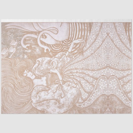 ヴィンテージアールヌーボークリームフローラウーマン&スワンス 薄葉紙 (正面)