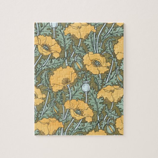 ヴィンテージアールヌーボーケシの花inガーデン ジグソーパズル (縦)