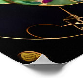 ヴィンテージアールヌーボーゴールデンキャットオンブラック ポスター (角)