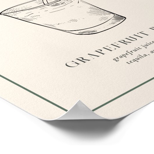 ヴィンテージアールヌーボーシグネチャーカクテル看板 ポスター (角)