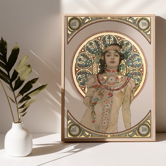 ヴィンテージアールヌーボーシャンパンお祝いミュシャ 箔ポスター