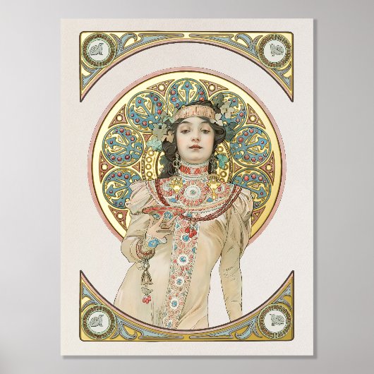 ヴィンテージアールヌーボーシャンパンお祝いミュシャ 箔ポスター (正面)