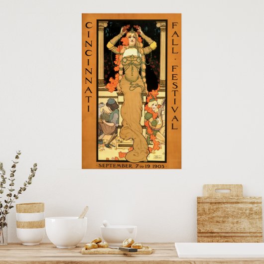 ヴィンテージアールヌーボーシンシナティ秋フェスティバル ポスター (キッチン)