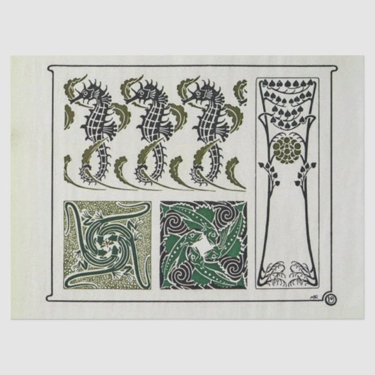 ヴィンテージアールヌーボーシーホースバイモーリス・ヴェルヌイユ 薄葉紙 (正面)
