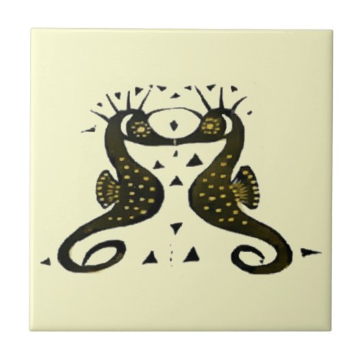 ヴィンテージアールヌーボーシーホース タイル (正面)