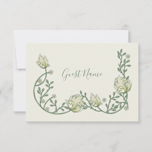 ヴィンテージアールヌーボースタイルゲストネーム座席表 招待状 (正面)