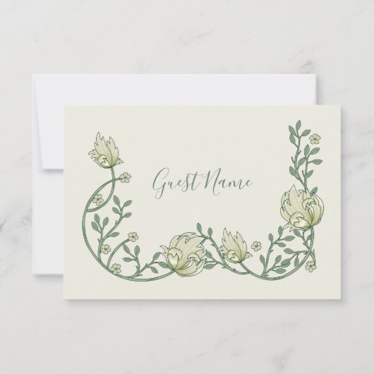 ヴィンテージアールヌーボースタイルゲストネーム座席表 招待状 (裏面)