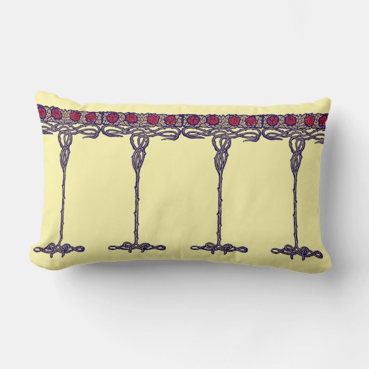 ヴィンテージアールヌーボースタイルバラブッシュフリーズ ランバークッション (正面)