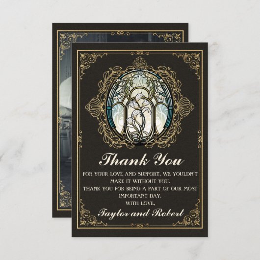 ヴィンテージアールヌーボーステンドグラス サンキューカード (正面/裏面)