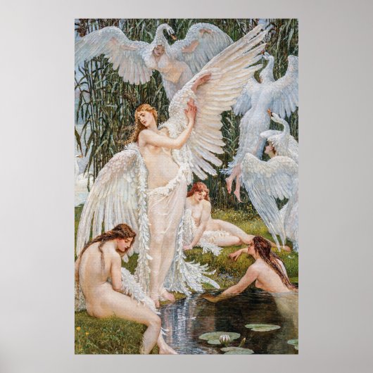 ヴィンテージアールヌーボースワン・メイデンズバイW.クレーン ポスター (正面)