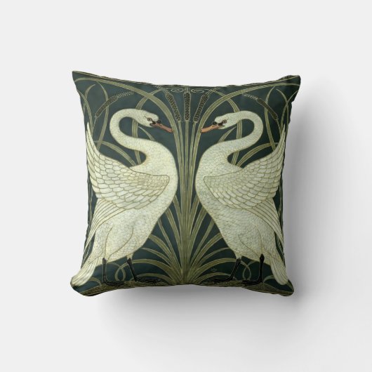 ヴィンテージアールヌーボースワン、ラッシュ、アイリスバイW.クレーン クッション (正面)