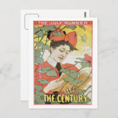ヴィンテージアールヌーボーセンチュリー7月 ポストカード (正面/裏面)