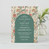 ヴィンテージアールヌーボーダスティグリーン結婚テラコッタ 招待状 (スタンド正面)