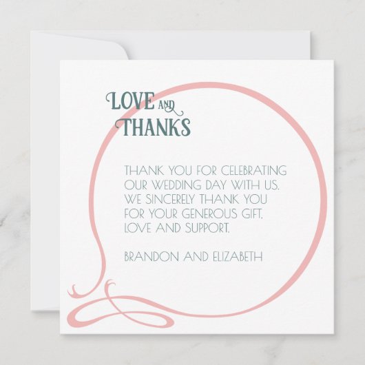 ヴィンテージアールヌーボーダスティピンクバタフ結婚ィーズ サンキューカード (正面)