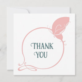 ヴィンテージアールヌーボーダスティピンクバタフ結婚ィーズ サンキューカード