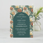 ヴィンテージアールヌーボーダークグリーン結婚テラコッタ 招待状 (スタンド正面)