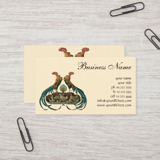 ヴィンテージアールヌーボーチキンアンドロスター 名刺 (正面/裏面インサイチュ)