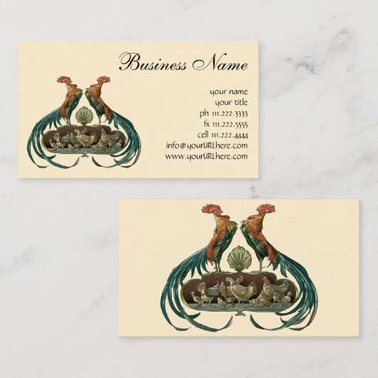 ヴィンテージアールヌーボーチキンアンドロスター 名刺 (正面/裏面)