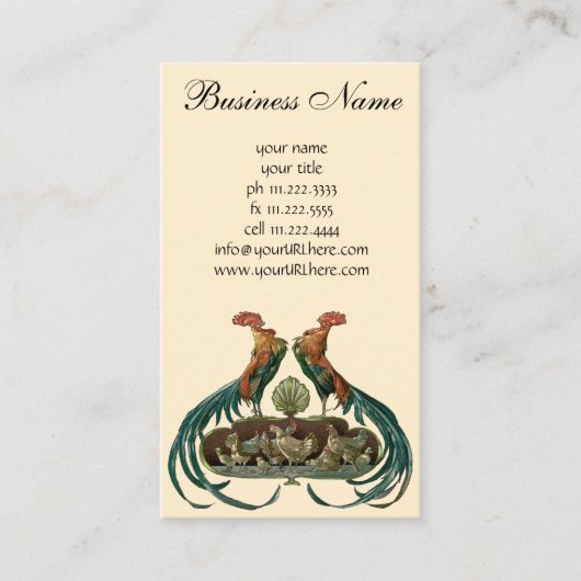ヴィンテージアールヌーボーチキンアンドロスター 名刺 (正面)