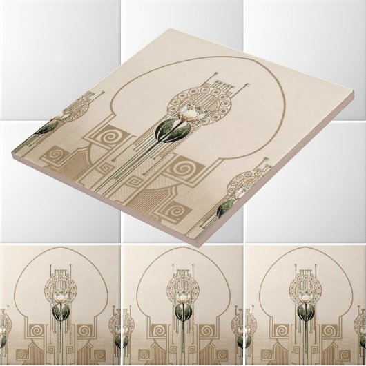 ヴィンテージアールヌーボーチューリップフリーズ タイル