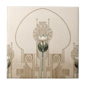 ヴィンテージアールヌーボーチューリップフリーズ タイル (正面)