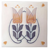 ヴィンテージアールヌーボーチューリップ&ハートギボンズ タイル (正面)