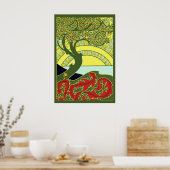 ヴィンテージアールヌーボーツリー&サンセットバイG.コンバズ ポスター (キッチン)