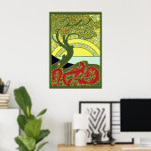 ヴィンテージアールヌーボーツリー&サンセットバイG.コンバズ ポスター (ホームオフィス)