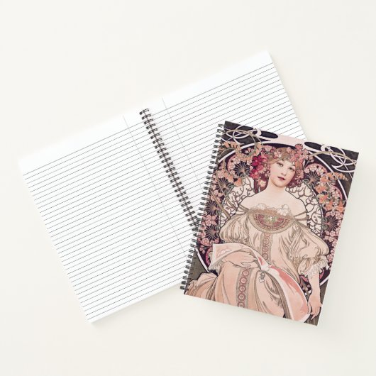 ヴィンテージアールヌーボーデイドリームバイアルフォンスミュシャ ノートブック (内部)