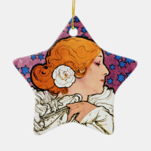 ヴィンテージアールヌーボーデコレーションオーナメントバイミュシャ