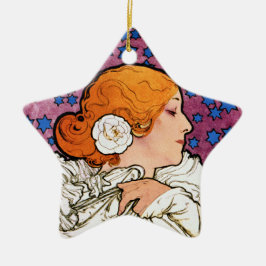 ヴィンテージアールヌーボーデコレーションオーナメントバイミュシャ セラミックオーナメント