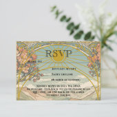 ヴィンテージアールヌーボーデコQRコード結婚のウェブサイト 出欠カード (スタンド正面)