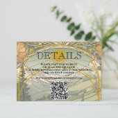 ヴィンテージアールヌーボーデコQRコード結婚の詳細 エンクロージャーカード (スタンド正面)