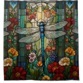 ヴィンテージアールヌーボードラゴンフライbohoシック シャワーカーテン (正面)