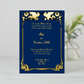 ヴィンテージアールヌーボード縁どブ 箔招待状 (立ち正面)