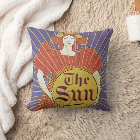 ヴィンテージアールヌーボーニューヨークサン新聞社 クッション (ブランケット)
