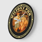 ヴィンテージアールヌーボーバイミュシャパブ ラージ壁時計 (傾斜)